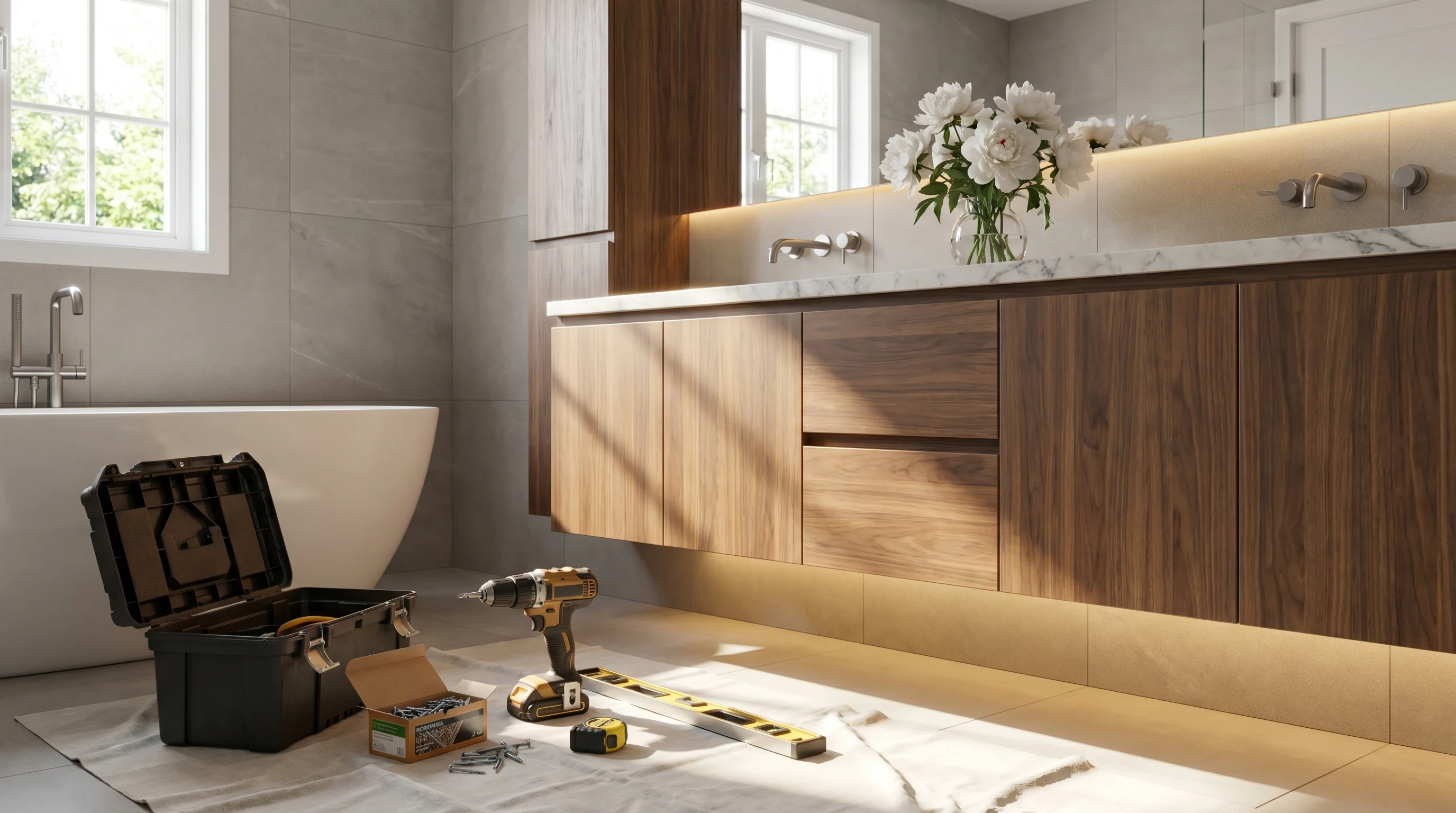 How to Install a Bathroom Vanity on an Uneven Floor