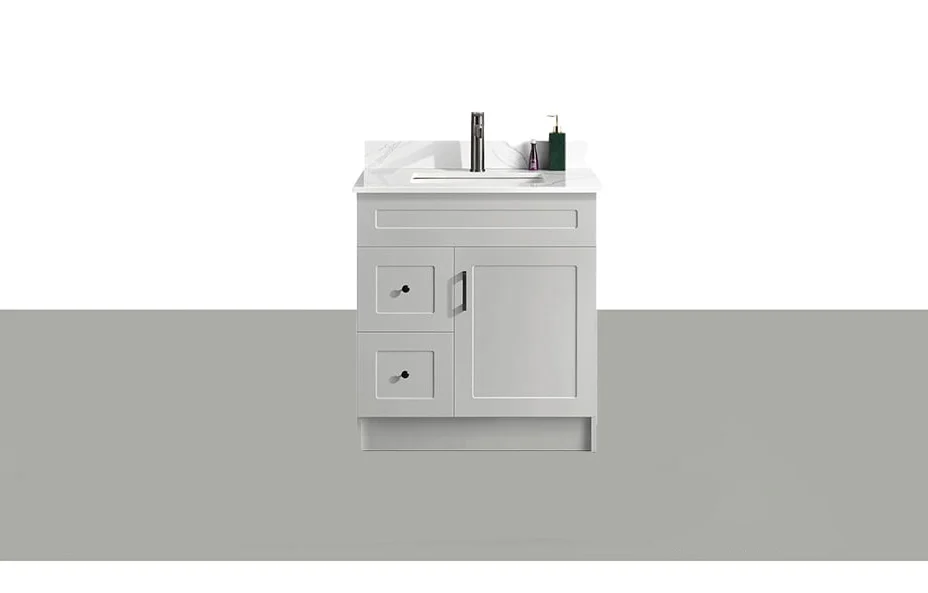 30" Grey Bathroom Vanity (Left Drawer)